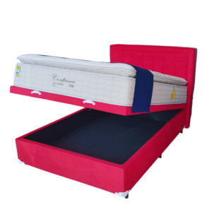 Kit Baú Box Casal Padrão Suede Vermelho + Colchão + Cabeceira