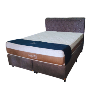 Kit Base Box Casal Padrão Suede Cinza + Colchão + Cabeceira