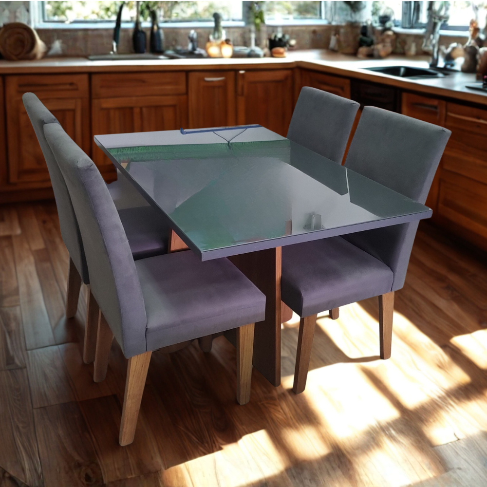 Conjunto de Mesa de Jantar com 4 Cadeiras