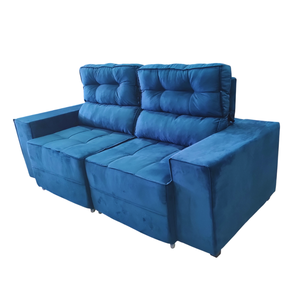 Sofá Retrátil e Reclinável 2 Lugares - Azul