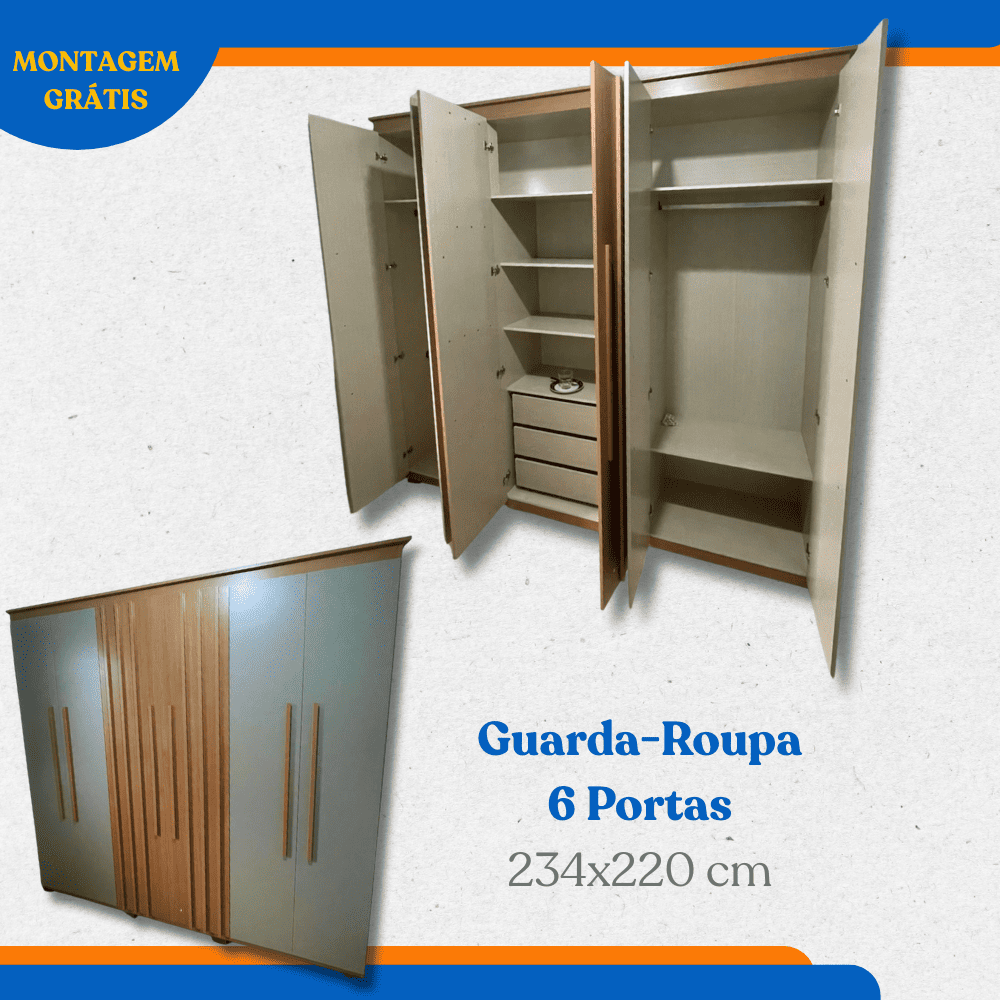 Guarda-Roupa - 6 Portas - 234x220 cm