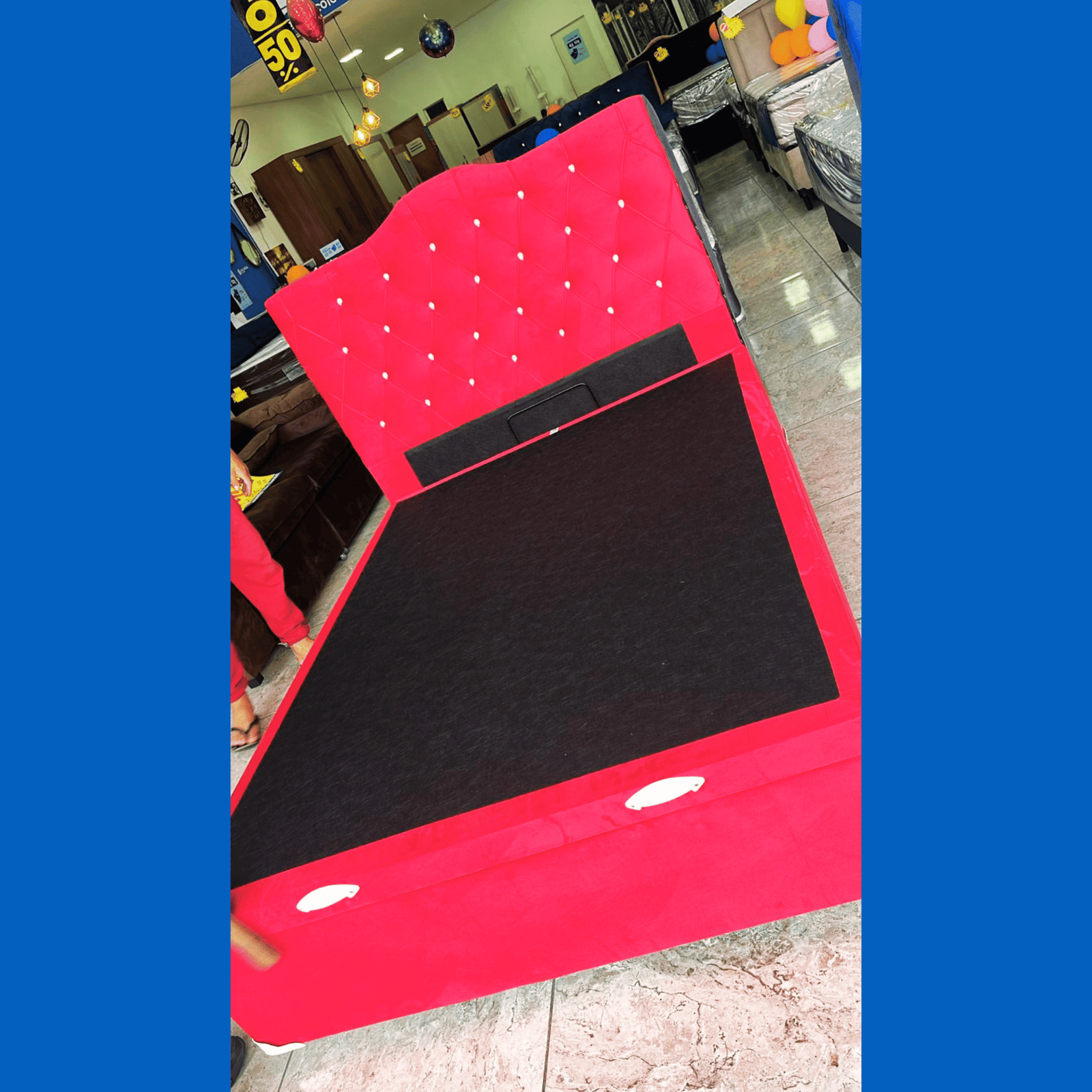 Baú casal BLD veludo vermelho Téta Flex